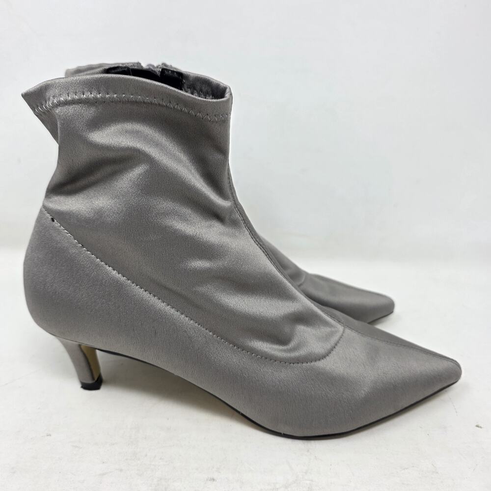Topshop Bonbon Satin Ankle Boot Sock Style Side Zip Kitten Heel Women's 7.5M